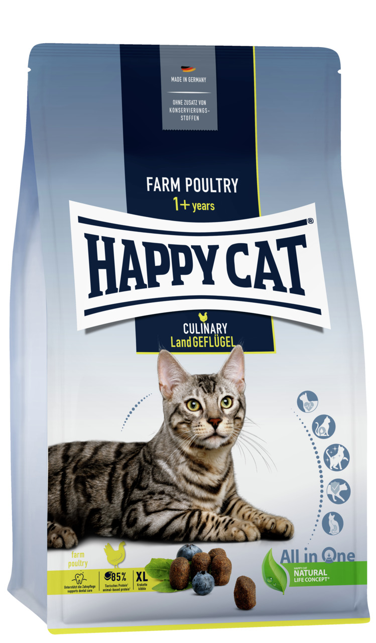 Sparpaket HAPPY CAT Supreme Culinary Land-Geflügel 2 x 4 Kilogramm Katzentrockenfutter