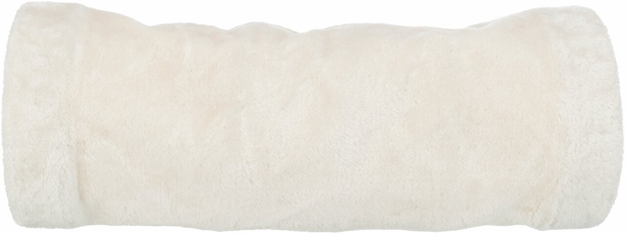 Weißer Plüsch-Katzentunnel von TRIXIE, ideal für Katzen zum Spielen und Verstecken, weiches Material, ca. 50 cm lang.