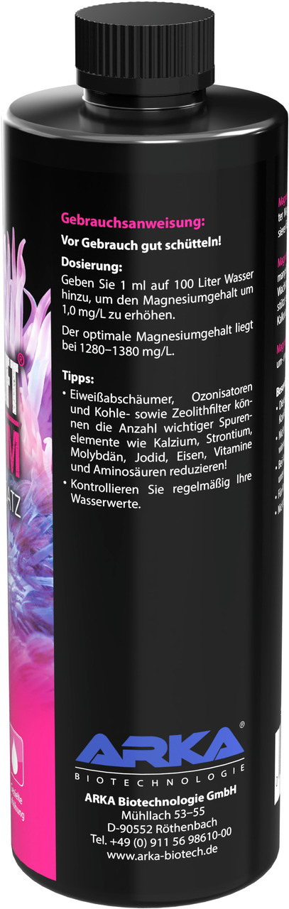 ARKA MICROBE-LIFT Magnesium Supplement, 500 ml, für Meerwasseraquarien, erhöht Mg-Gehalt, inkl. Dosieranweisungen & Pflege-Tipps.