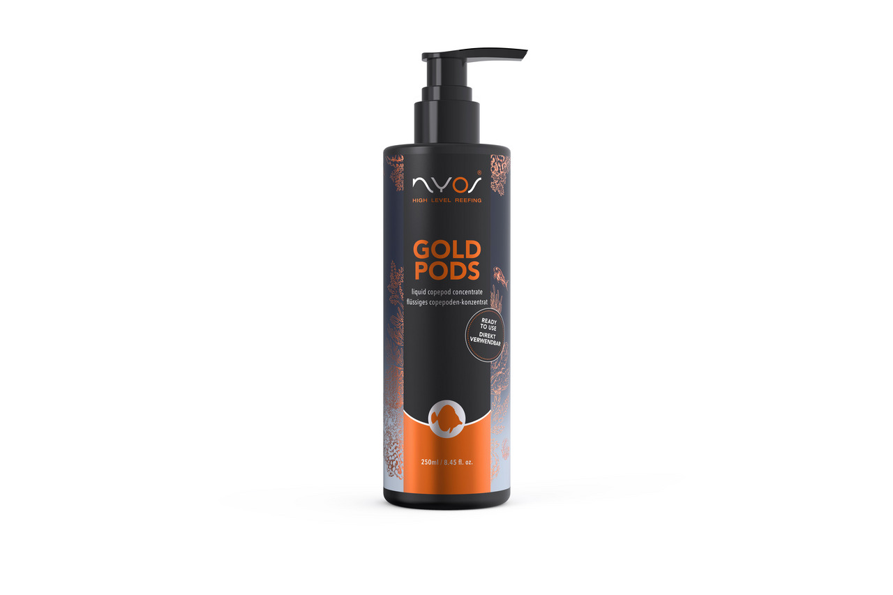 Nyos Gold Pods, flüssiges Copepodenkonzentrat, für Meerwasseraquarien, 250 ml, unterstützt Korallen- & Fischfütterung.