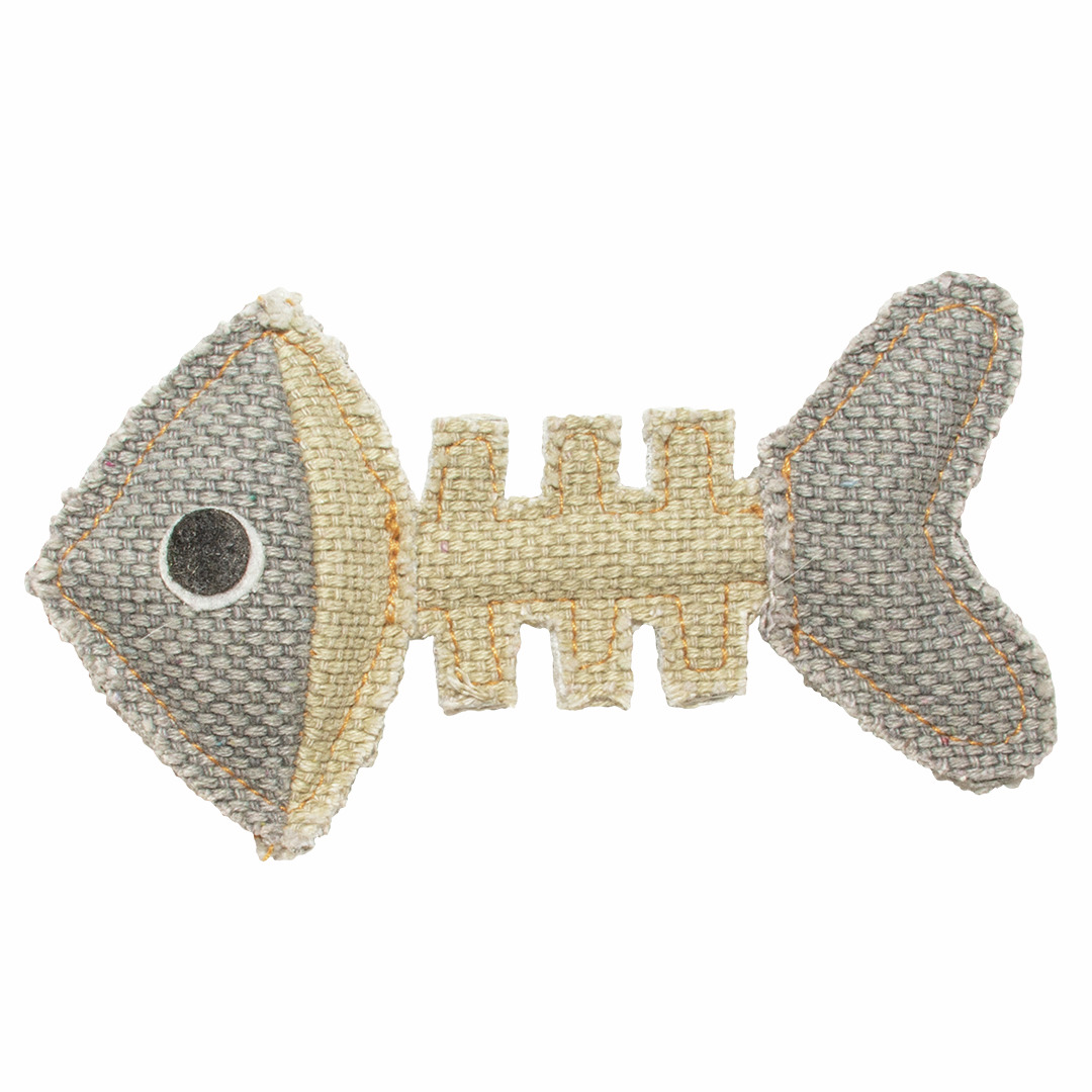 Stoffspielzeug Fischskelett von ebi für Katzen, robustes Material, grau/beige, fördert Aktivität & Beschäftigung.