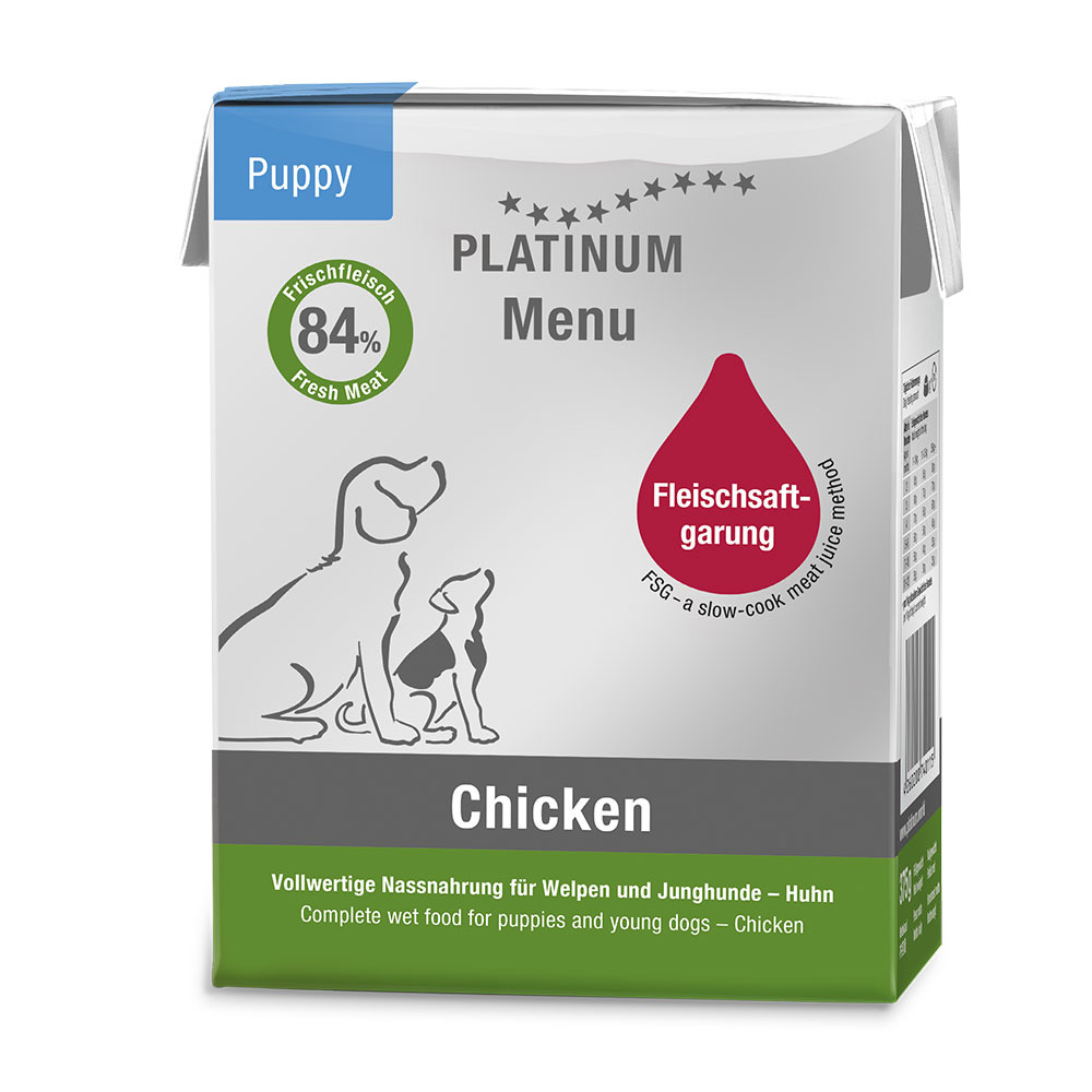 Sparpaket 6 x 375 g Platinum Menü Puppy Chicken Hunde Nassfutter