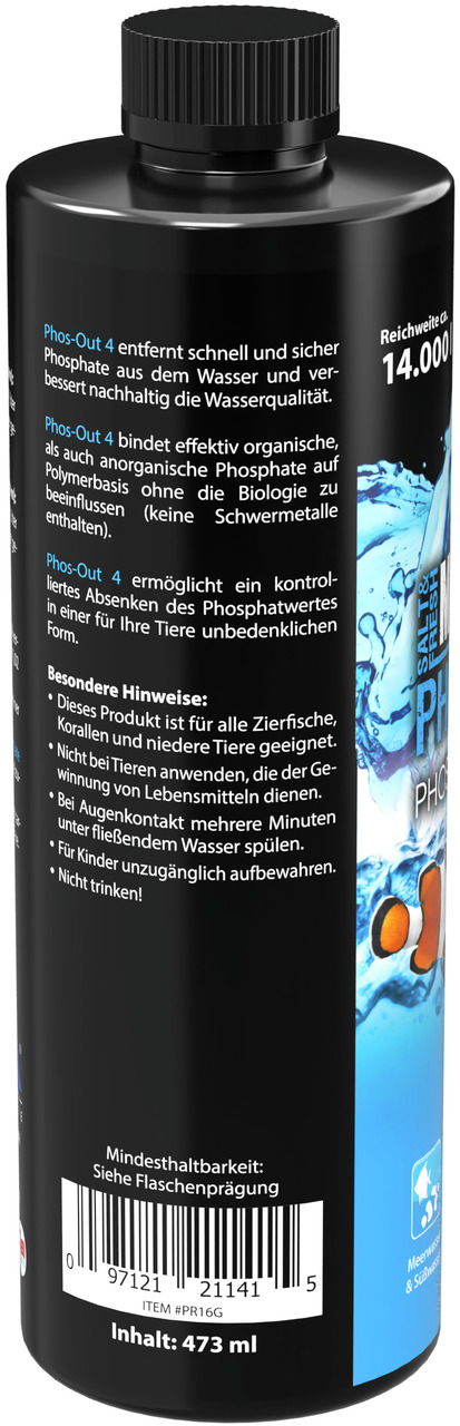 MICROBE-LIFT Phos-Out 4, 473 ml, Wasserpflegemittel f. Aquarien, entfernt Phosphate, verbessert Wasserqualität, f. Zierfische & Korallen.