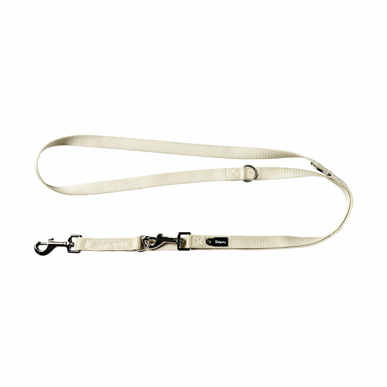 Hundeleine Allpets, Nylon, beige, für Hunde aller Größen, 2m, 2 Karabiner, D-Ring, ideal für Spaziergänge & Training.