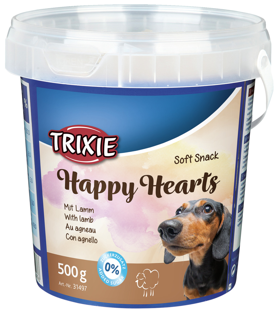 Sparpaket 2 x 500 g Trixie Soft Snack Happy Hearts mit Lamm Hunde Snack