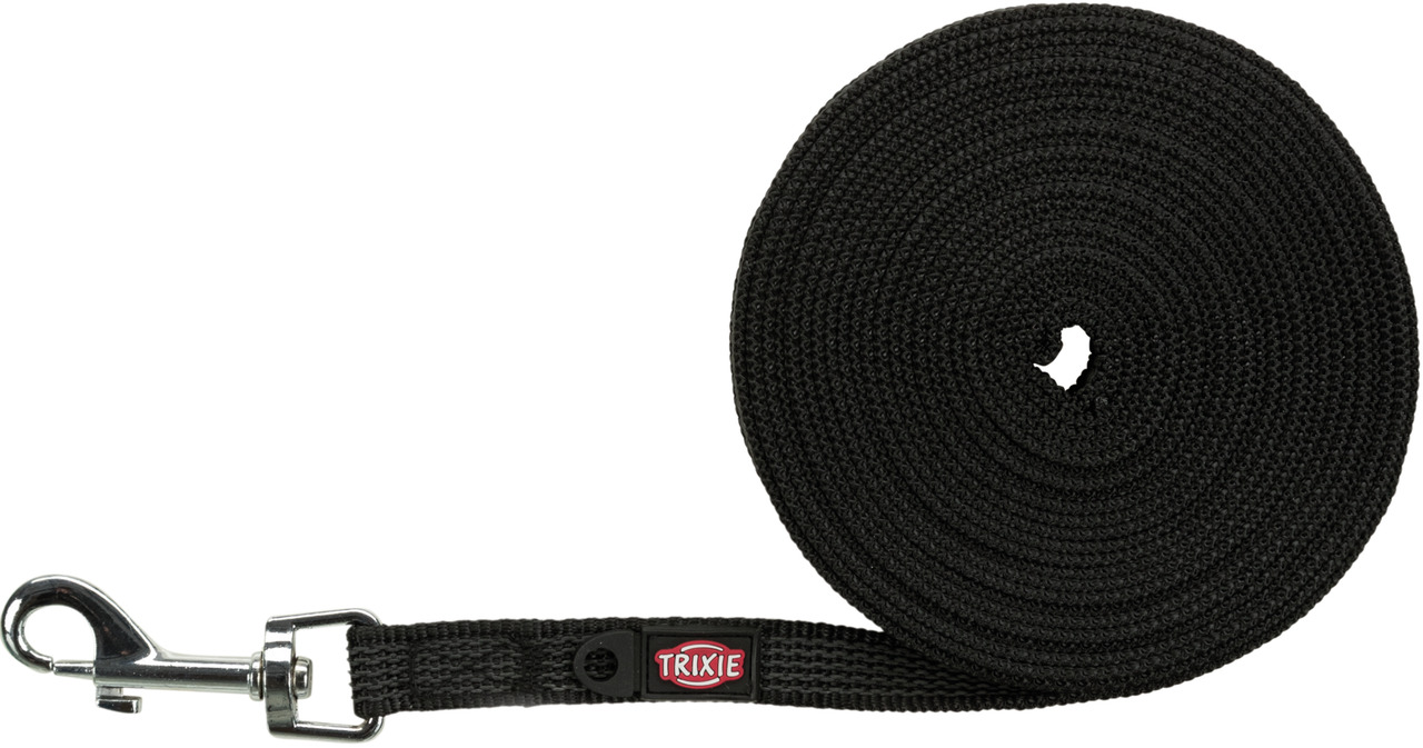TRIXIE Schleppleine für Hunde, schwarz, robustes Material, Metallkarabiner, ideal für Training-Spaziergänge mit mehr Bewegungsfreiheit.
