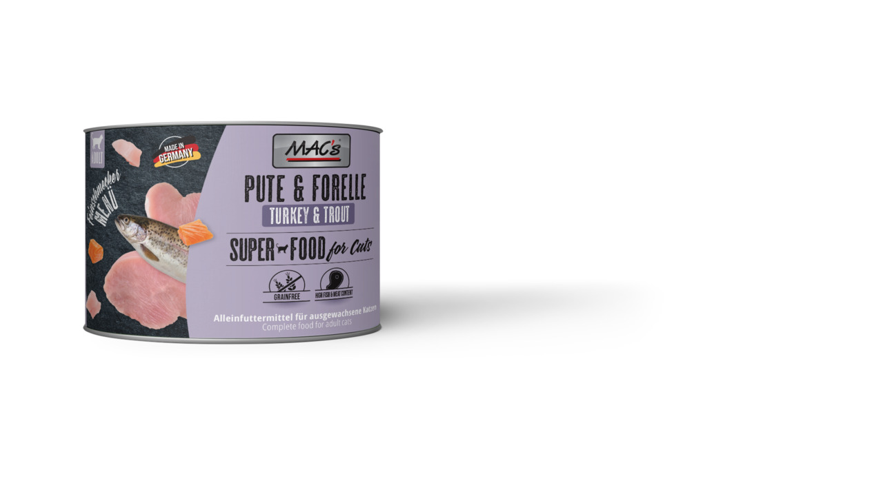 MAC's Cat Feinschmecker Menü Pute, Forelle & Käse 200g Dose Katzennassfutter