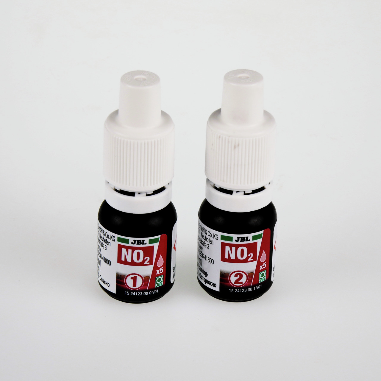 JBL Nitrit-Testset NO2, für Aquarienbesitzer, 2x10 ml, zur Messung des Nitritgehalts im Wasser, Flaschen Nr. 1 & 2.