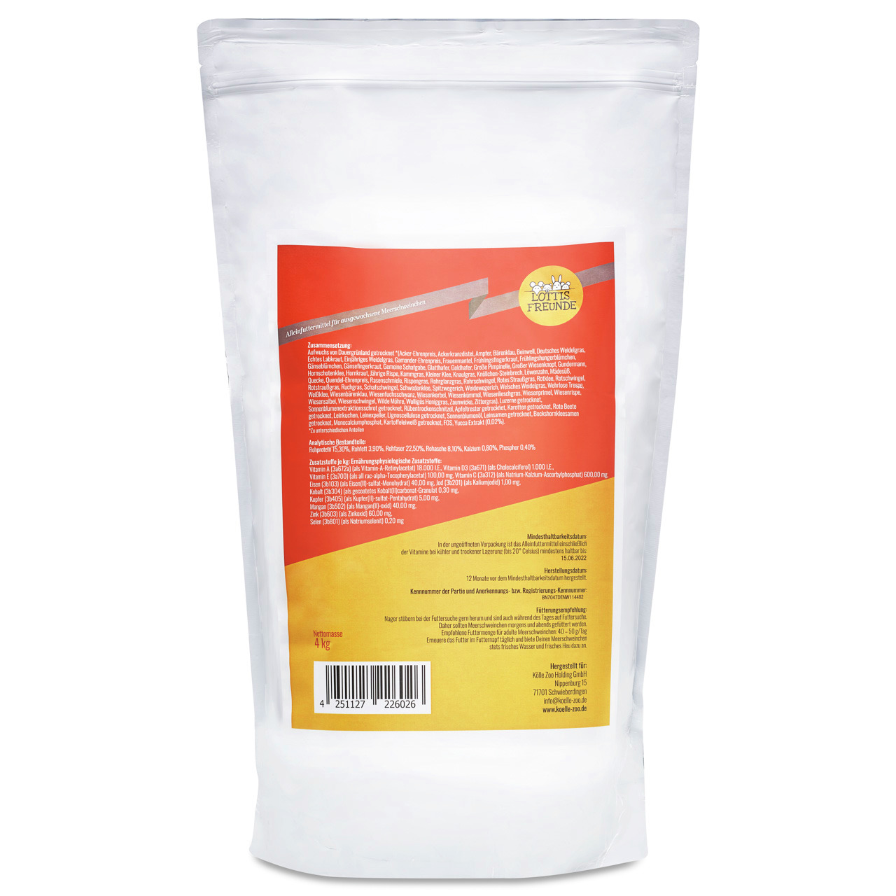 Lottis Freunde Alleinfuttermittel für Hunde, 4 kg, hochwertig, mit Inhaltsstoffen, Nährwerten & Fütterungsempfehlungen.