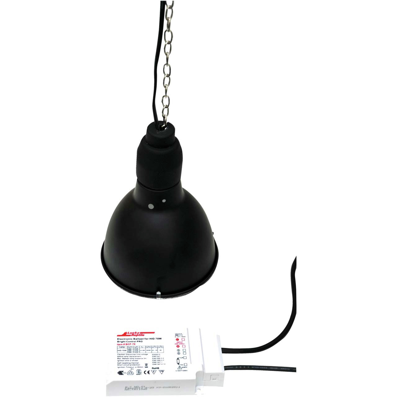 Lucky Reptile Bright Control PRO II: Vorschaltgerät für Reptilienhalter, ideal für UV-Lampen bis 70W, inkl. Lampenfassung & Kette.