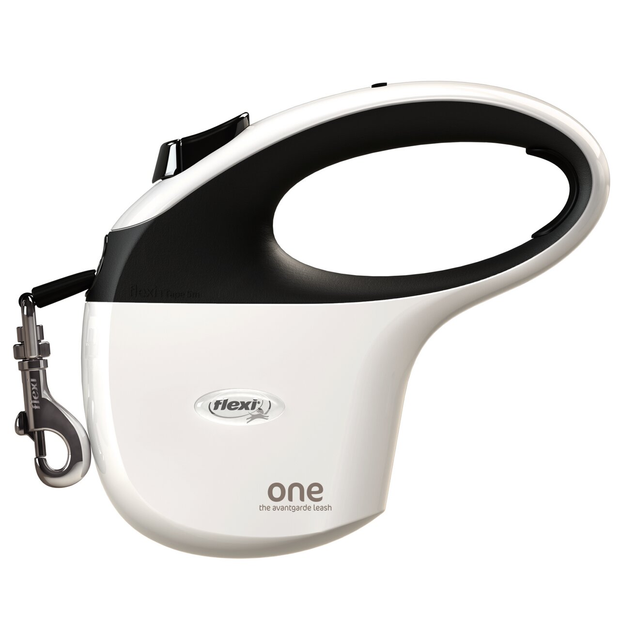 Flexi Hundeleine "One", für Hunde, ergonom. Griffdesign, Schwarz-Weiß, robust, langlebig, ideal für Spaziergänge.
