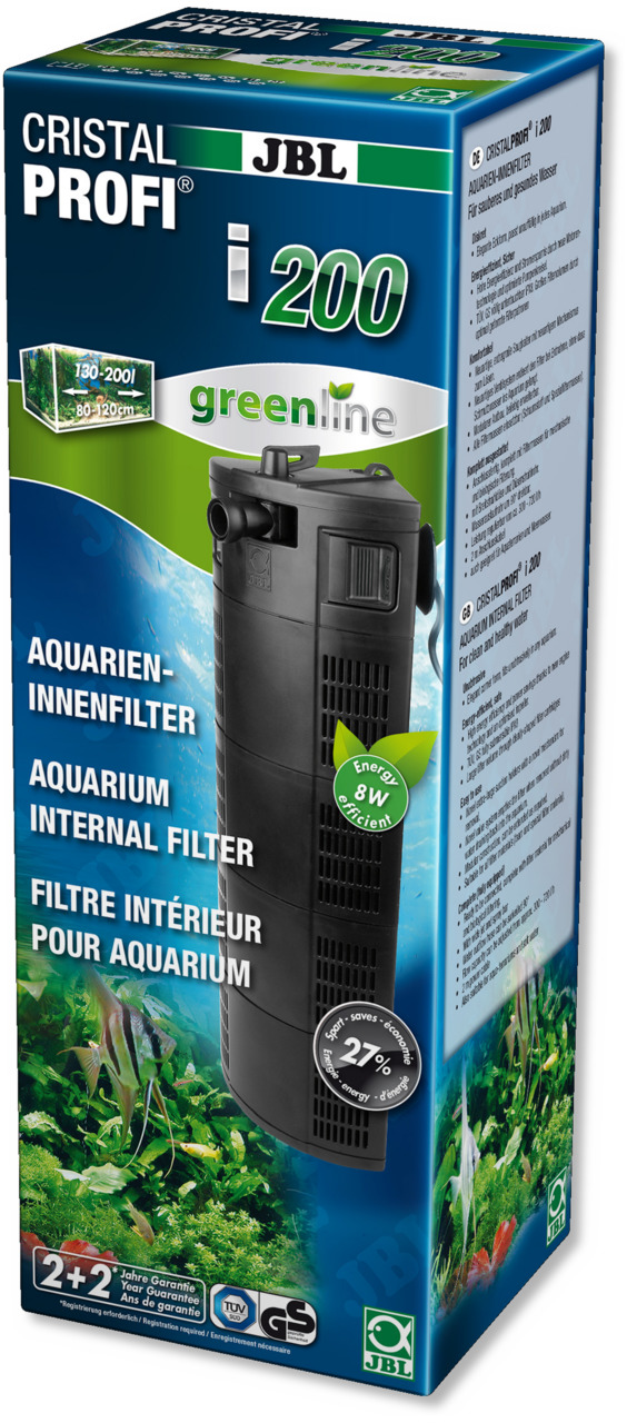 JBL CristalProfi i200 greenline, Innenfilter für Süßwasseraquarien (130-200 l), 8 W, energieeffizient, umweltfreundlich, leicht zu bedienen.