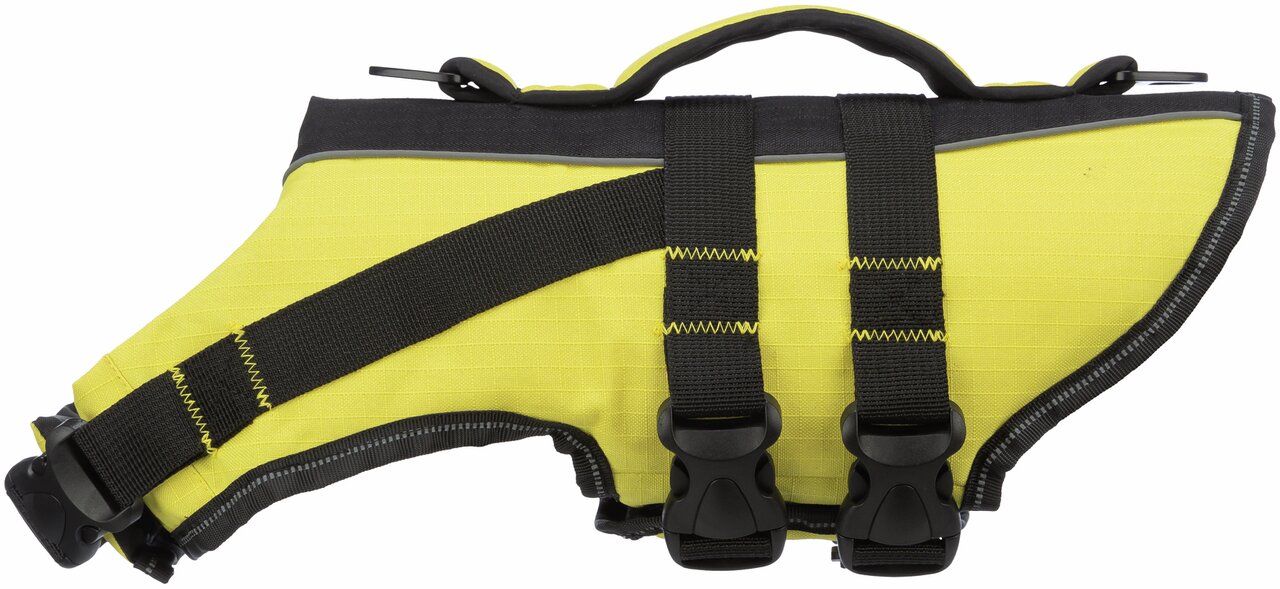 TRIXIE Safety Vest Schwimmweste f. kl.-mittelgr. Hunde, verstellb. Gurte, Griff, reflekt. Elemente, ideal f. Wassersport, Schwimmtraining.