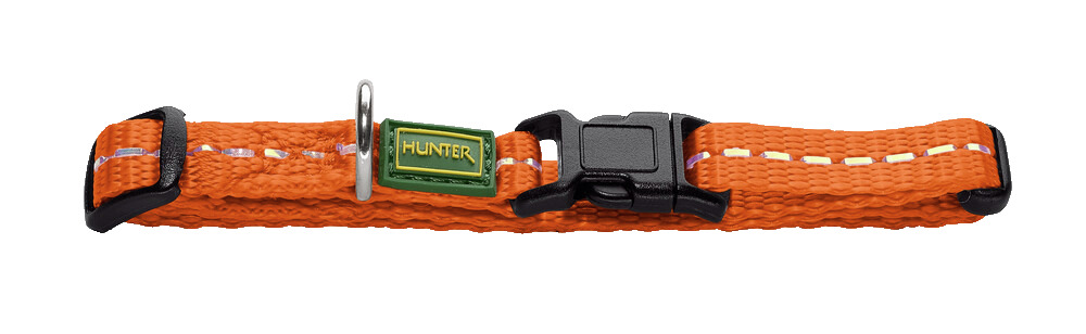 HUNTER Hundehalsband Tripoli, Nylon, reflektierende Nähte, Klickverschluss, Metallring, größenverstellbar, für Hunde.