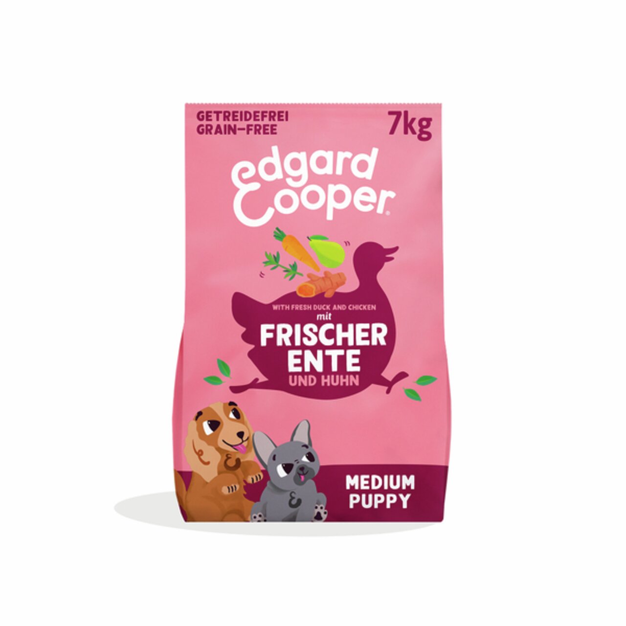 Edgard & Cooper Welpenfutter, Medium Puppy, mit frischer Ente und Huhn, getreidefrei, 7 kg Packung.
