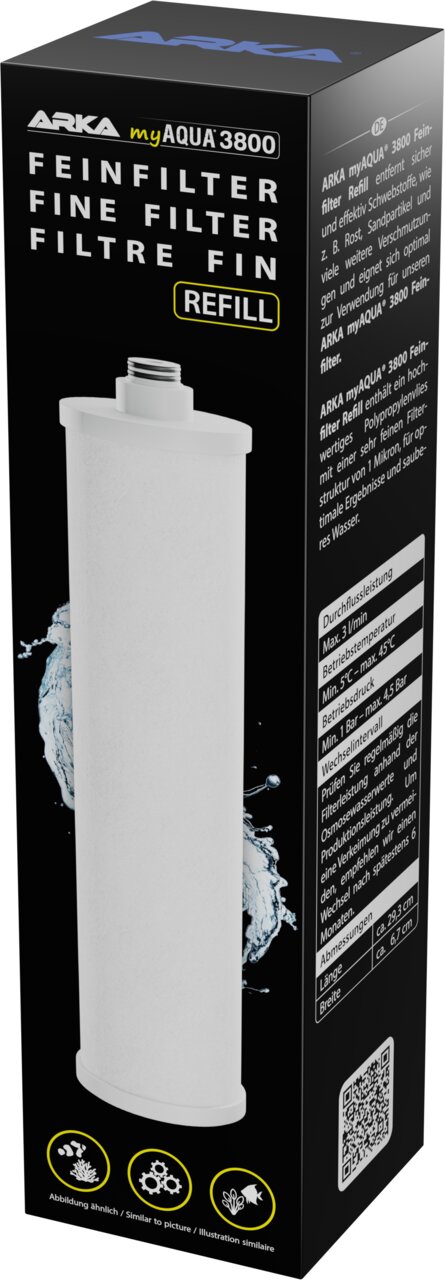 ARKA myAQUA 3800 Feinfilter Refill für Umkehrosmoseanlagen, Ersatzkartusche für Aquaristik, 1 Stück.