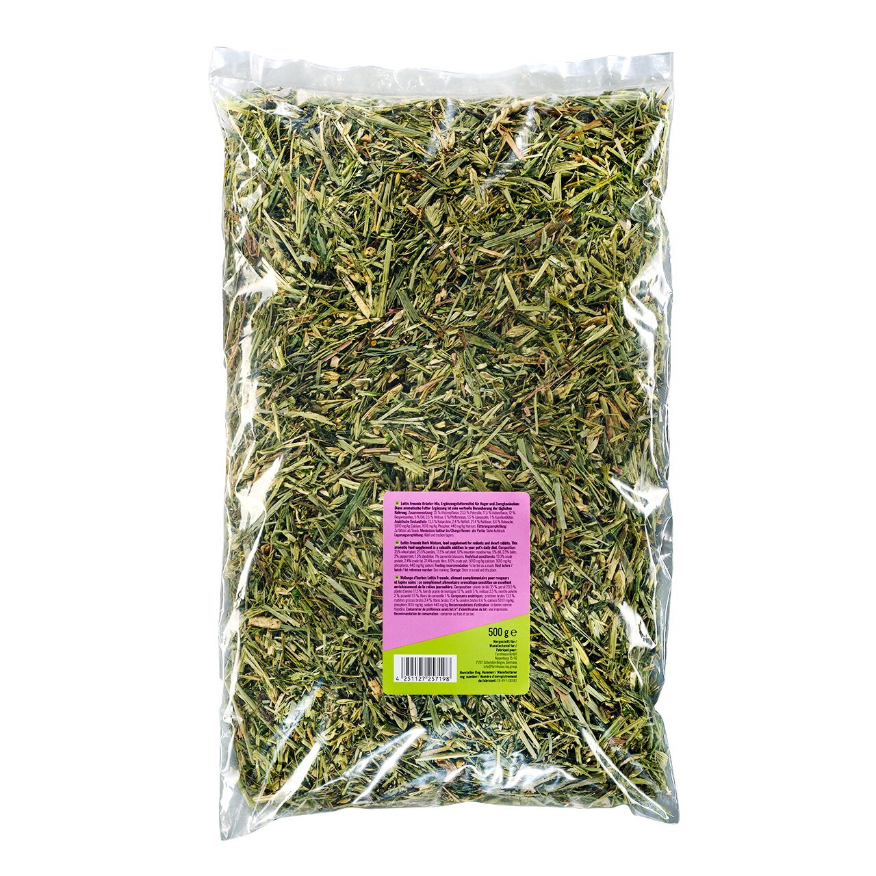 LOTTIS FREUNDE Wiesenkräuter für Nager, Geschmacksrichtung Kräuter, natürliche Zusammensetzung, 500 g Beutel, hochwertige Qualität.