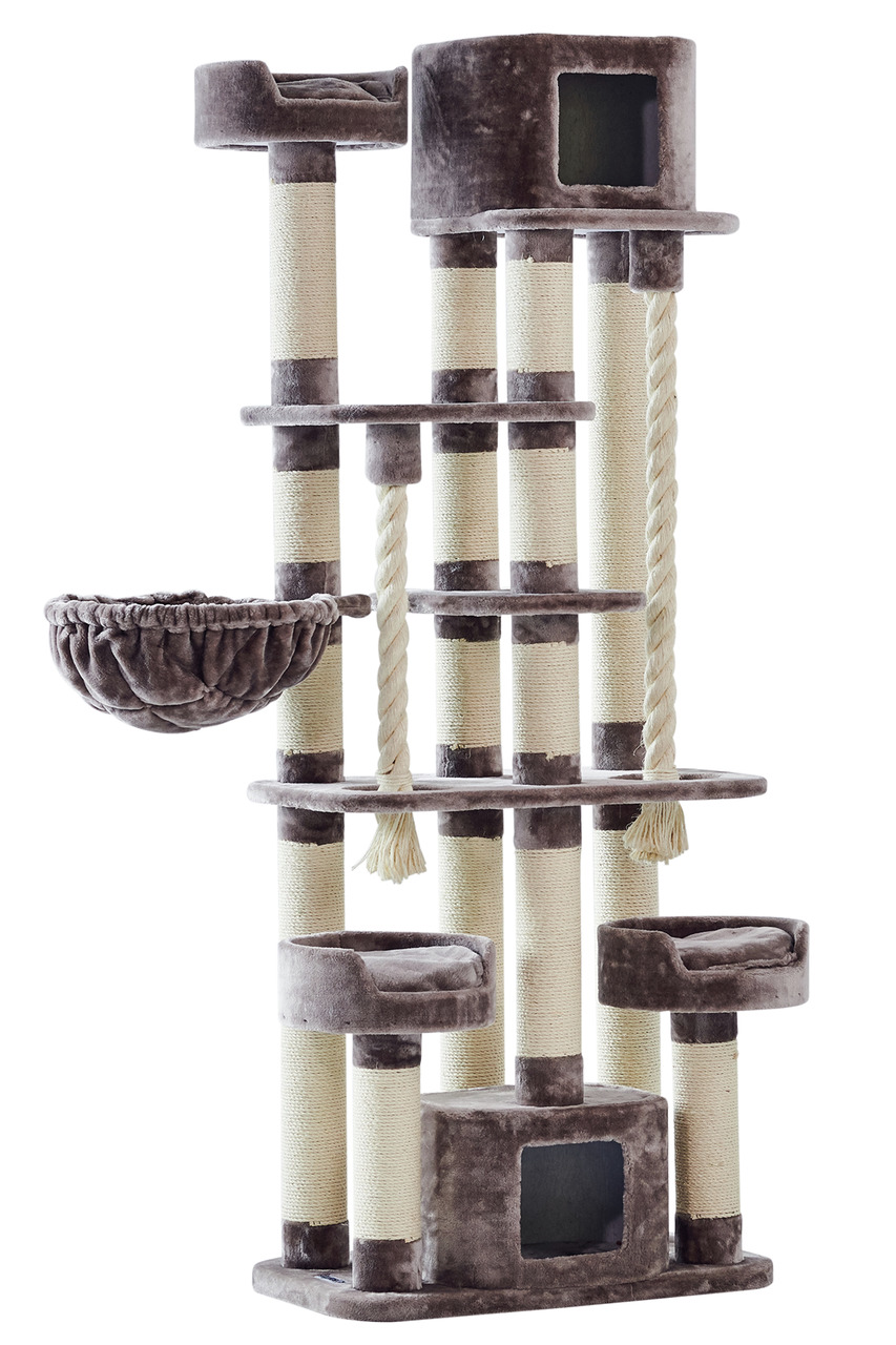 Kratzbaum „Nobby Classic XXL“ für Katzen, alle Altersgruppen, Braun, mit Sisalstämmen, Hängematte, Liegeflächen, Rückzugsbereich.