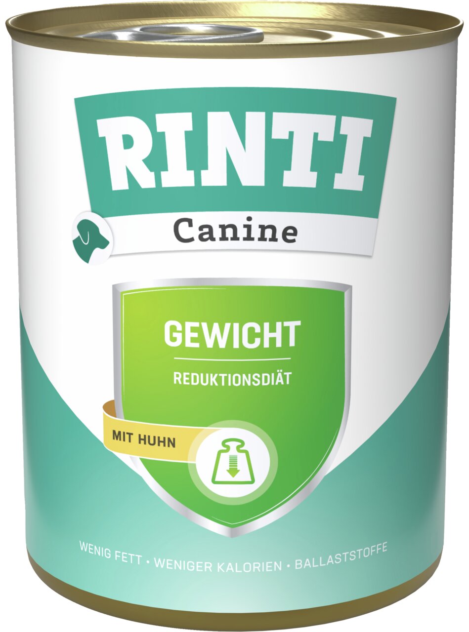 RINTI Canine Gewicht Reduktionsdiät Huhn, für Hunde, wenig Fett, weniger Kalorien, Ballaststoffe, 400g.