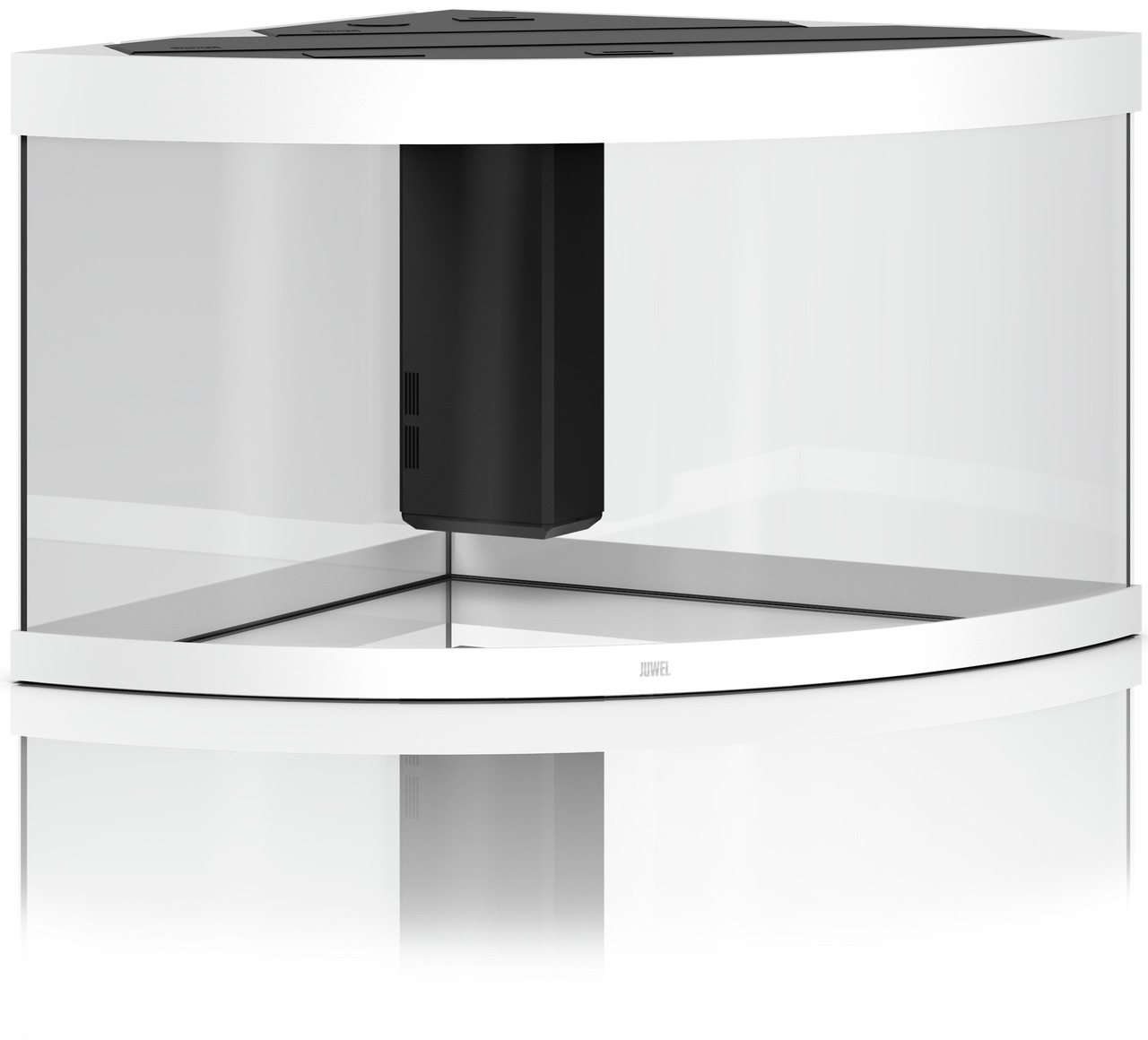 Das Bild zeigt das JUWEL Vision 450 LED Aquarium in Weiß, ein hochwertiges Panorama-Aquarium für Aquaristik-Enthusiasten. Es bietet ein Fassungsvermögen von 450 Litern und ist mit einem integrierten Filtersystem ausgestattet. Die gebogene Frontscheibe sor