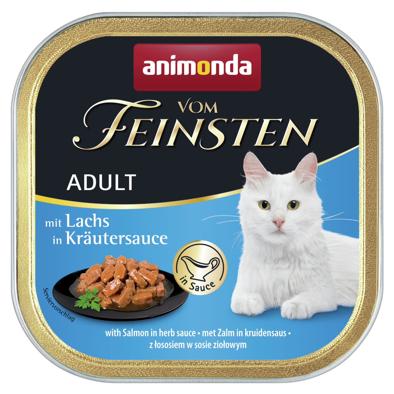 animonda Vom Feinsten Adult mit Sauce Lachs in Kräutersauce 100g Schale Katzennassfutter