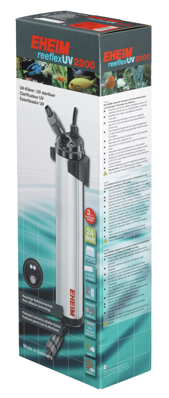 EHEIM reeflexUV 2000, UV-Klärer f. Aquarien bis 2000L, 24W, reduziert Keime-Bakterien, neue Reflektortechnologie f. max. Effizienz.