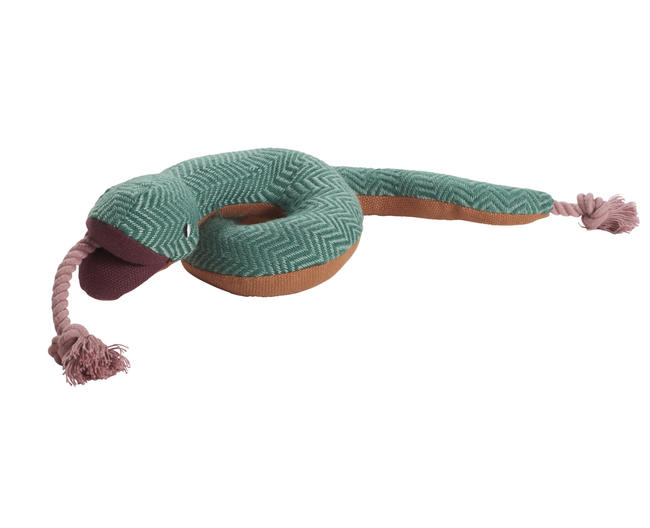 HUNTER Hundespielzeug Schlange, grün mit braun/violett, für Hunde aller Größen, robust, mit Kordel-Zunge, ideal für Kau-/Zerrspiele.