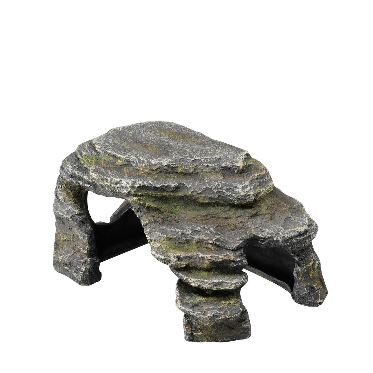 AQUA DELLA Reptilienhöhle, für kleine-mittelgr. Reptilien, Felsoptik, grau mit Moosakzenten, Kunstharz, Versteck, Terrarien.
