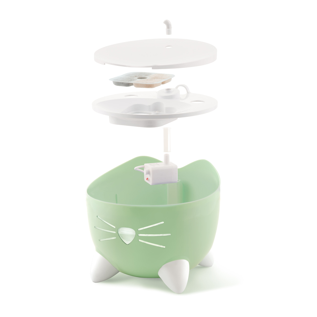 Catit PIXI Trinkbrunnen, Katzen, mintgrün, 2,5L, frisches gefiltertes Wasser, abnehmbare Teile: Filter, Pumpe, Deckel mit Auslass.