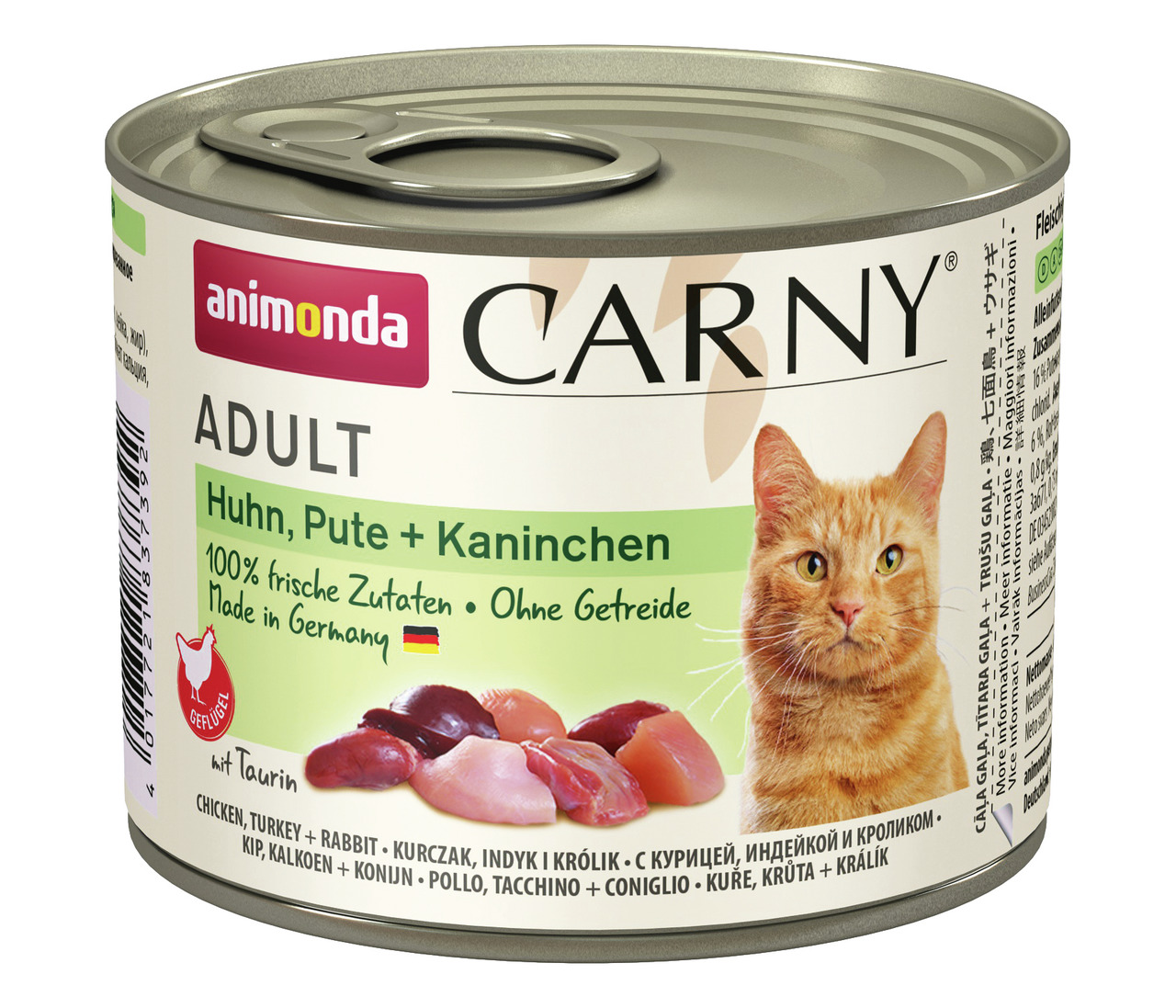 Animonda Carny Adult Katzenfutter "Huhn, Pute + Kaninchen", 200 g, 100 % frisch, getreidefrei, hergestellt in Deutschland.