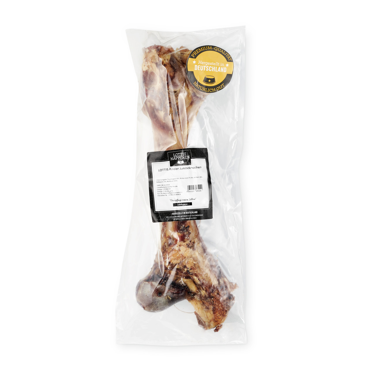 LOTTIS HÄPPCHEN Rinder-Junbknochen für Hunde, natürl. Kau-Beschäftigung, Premium-Qualität, Hergestellt in Deutschland.