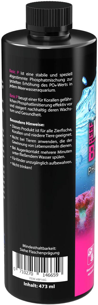 MICROBE-LIFT Basic P, 473 ml, Phosphatmischung für Korallen & Zierfische, fördert Wachstum & Gesundheit, für Meerwasseraquarien.
