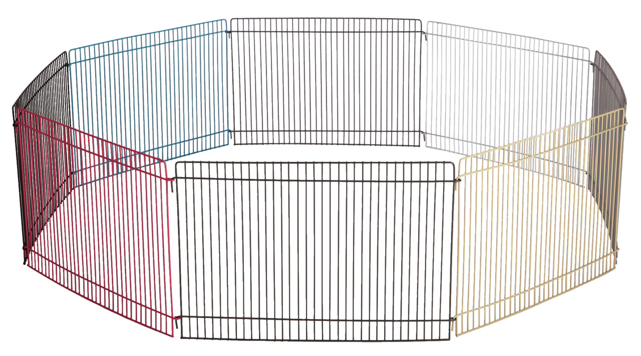 TRIXIE Freilaufgehege, für Kaninchen/Meerschweinchen, 8 farbige Metallgitter, sicher & geräumig, für draußen.