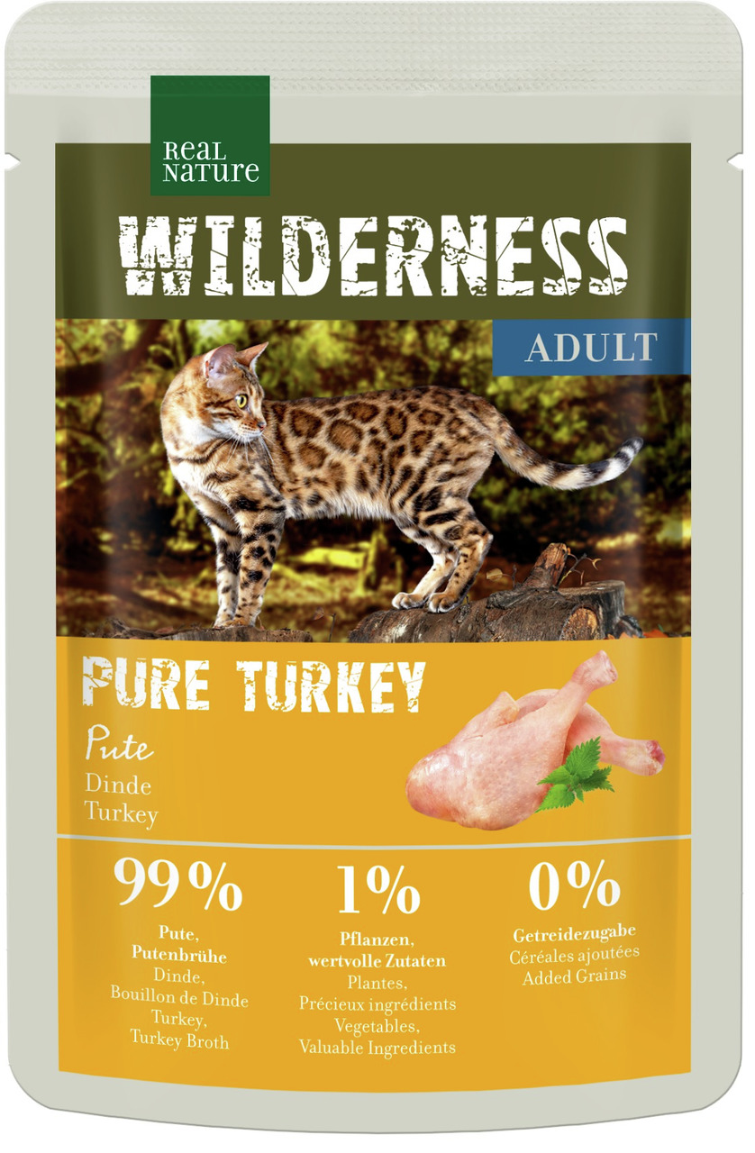 REAL NATURE WILDERNESS PURE TURKEY, Katzenfutter f. erw. Katzen, Geschm.: Pute, 99 % Pute, getreidefrei, natürliche Zutaten.