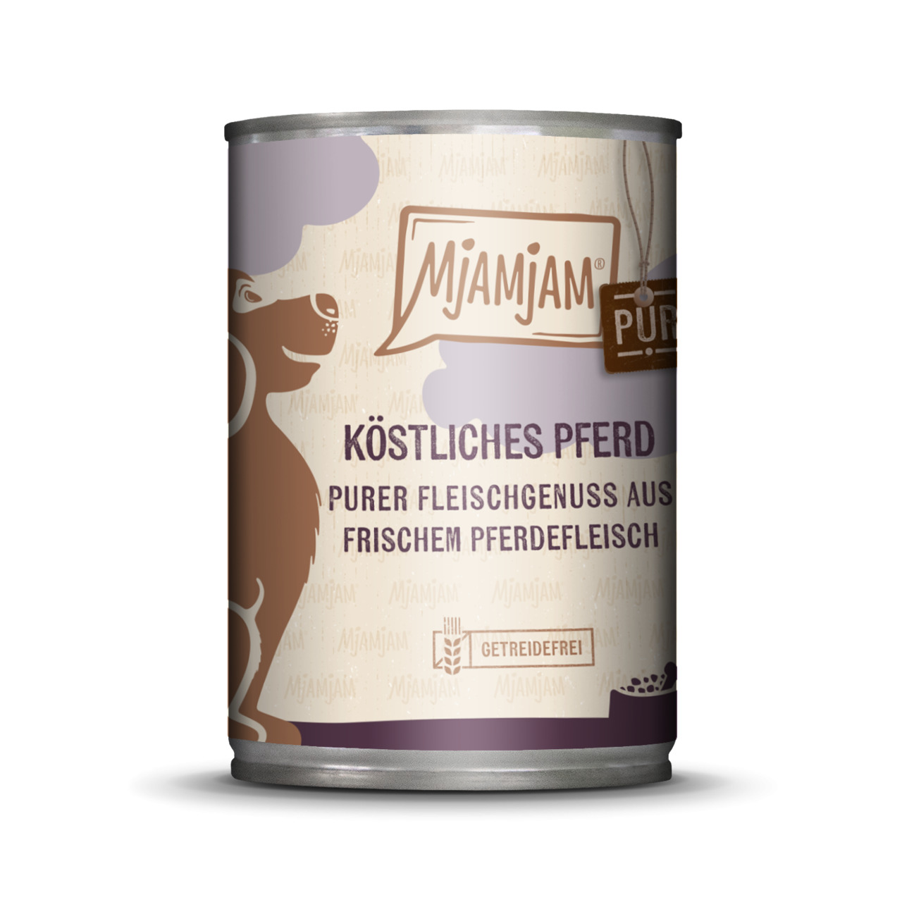 Mjamjam Hundefutter „Köstliches Pferd“, für Hunde, getreidefrei, purer Fleischgenuss, 400 g.