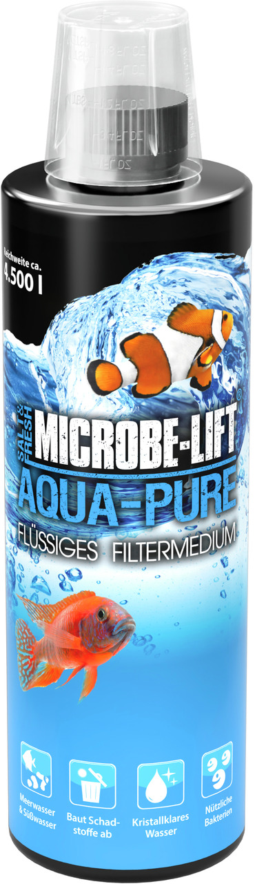 MICROBE-LIFT Aqua-Pure, Filtermedium f. Meer-/Süßwasser, 4.500 L, mit Bakterien, baut Schadstoffe ab, sorgt f. kristallklares Wasser.