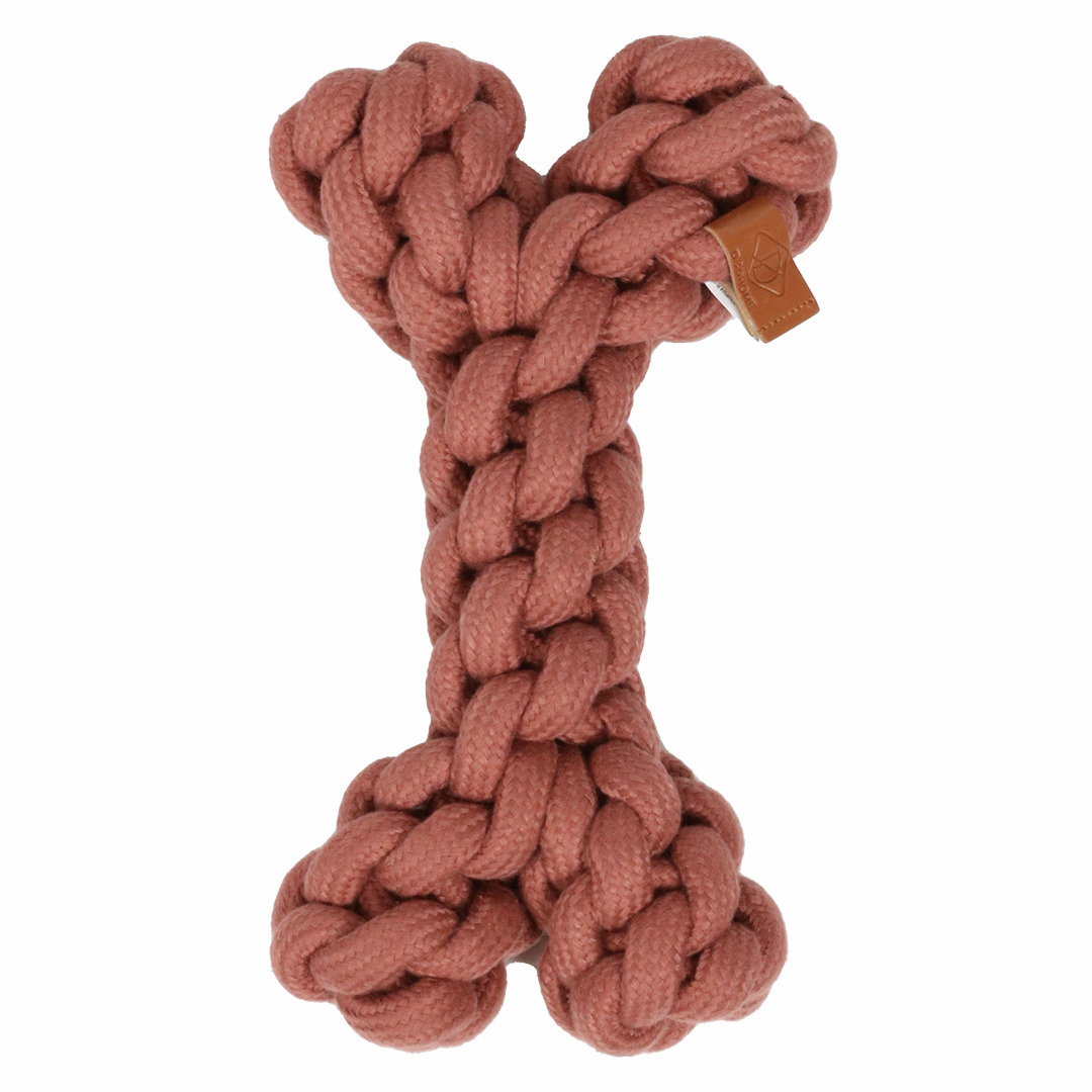 D&D Hundespielzeug Knochenform, für alle Hunde, rosa Baumwolle, robust, Zahnpflege, Kau-/Zerrspiele, langanhaltender Spielspaß.