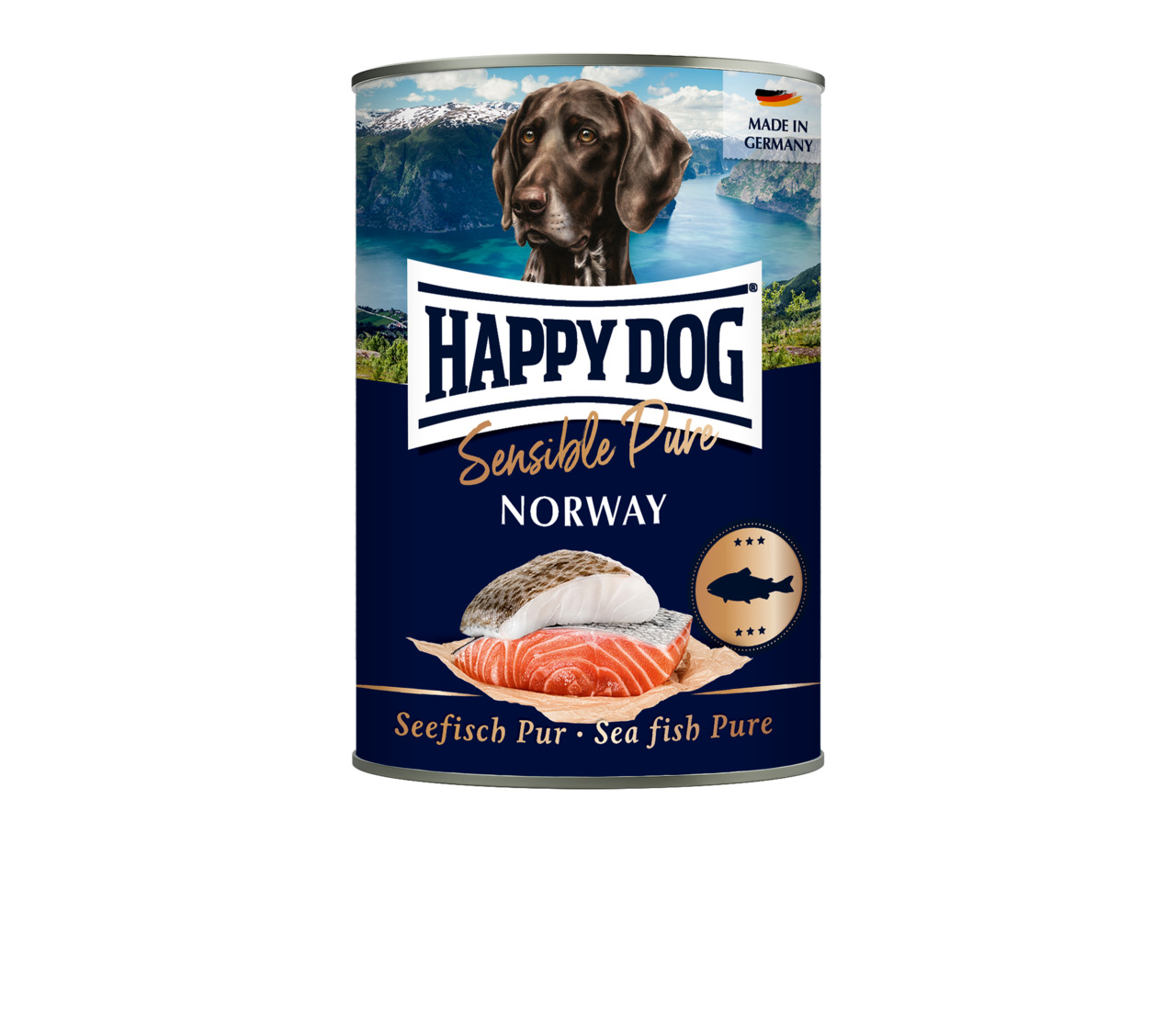 Sparpaket 6 x 400 g Happy Dog Sensible Pure Norway Seefisch Pur Hunde Nassfutter