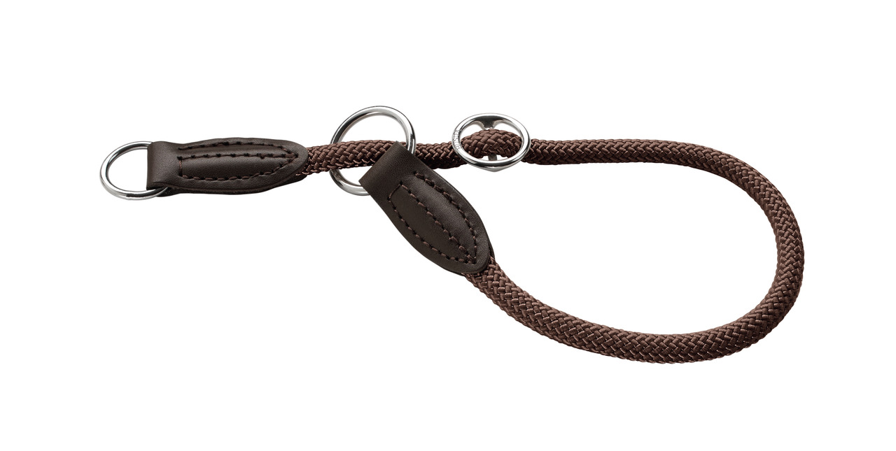 HUNTER Retriever-Halsband Freestyle, Braun, für Hunde aller Größen, robustes Nylon, Lederapplikationen, langlebig, stilvoll.