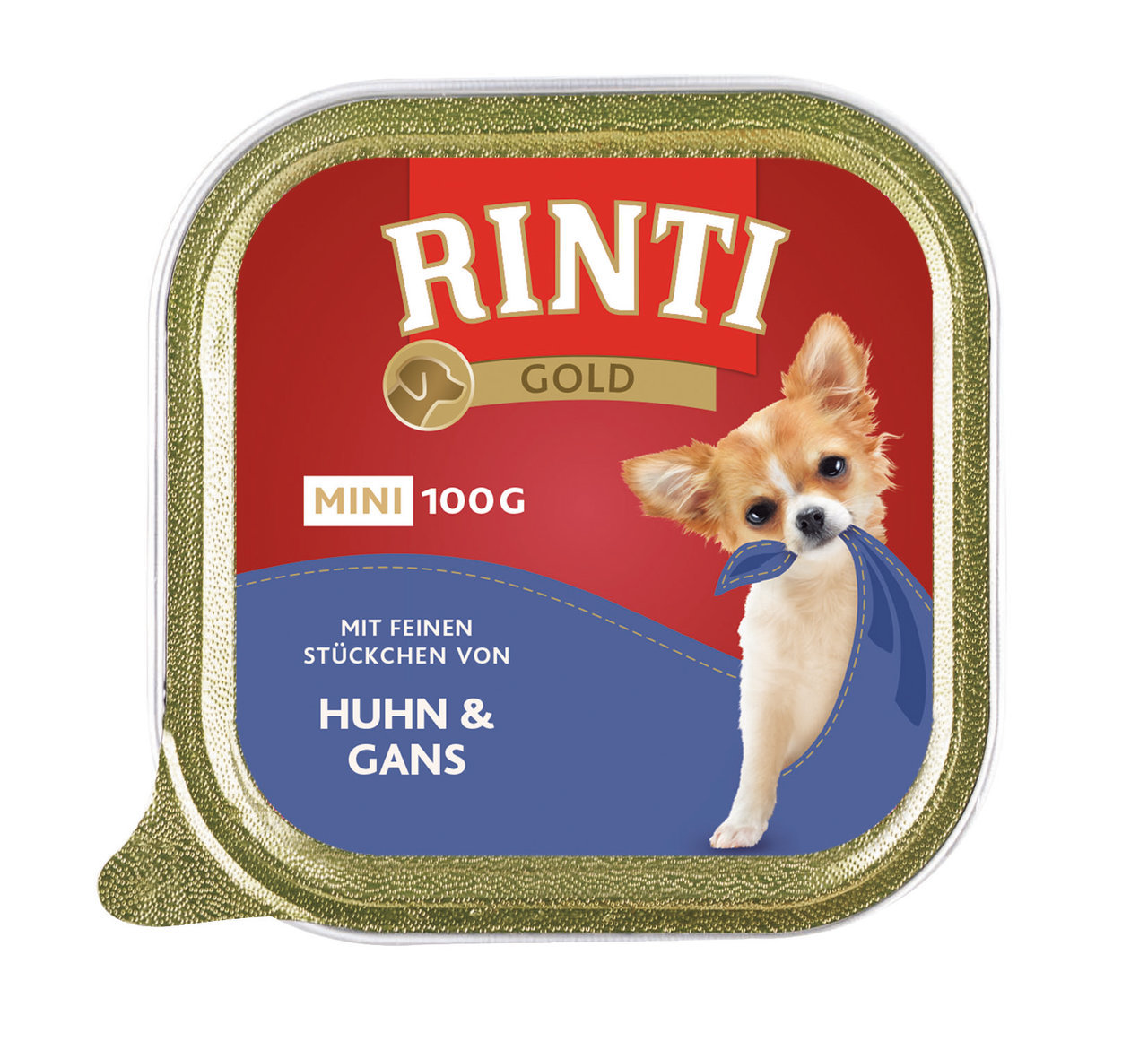 RINTI Gold Mini Huhn & Gans, 100 g, für kleine Hunde, hochwertiges Hundefutter mit feinem Geschmack.