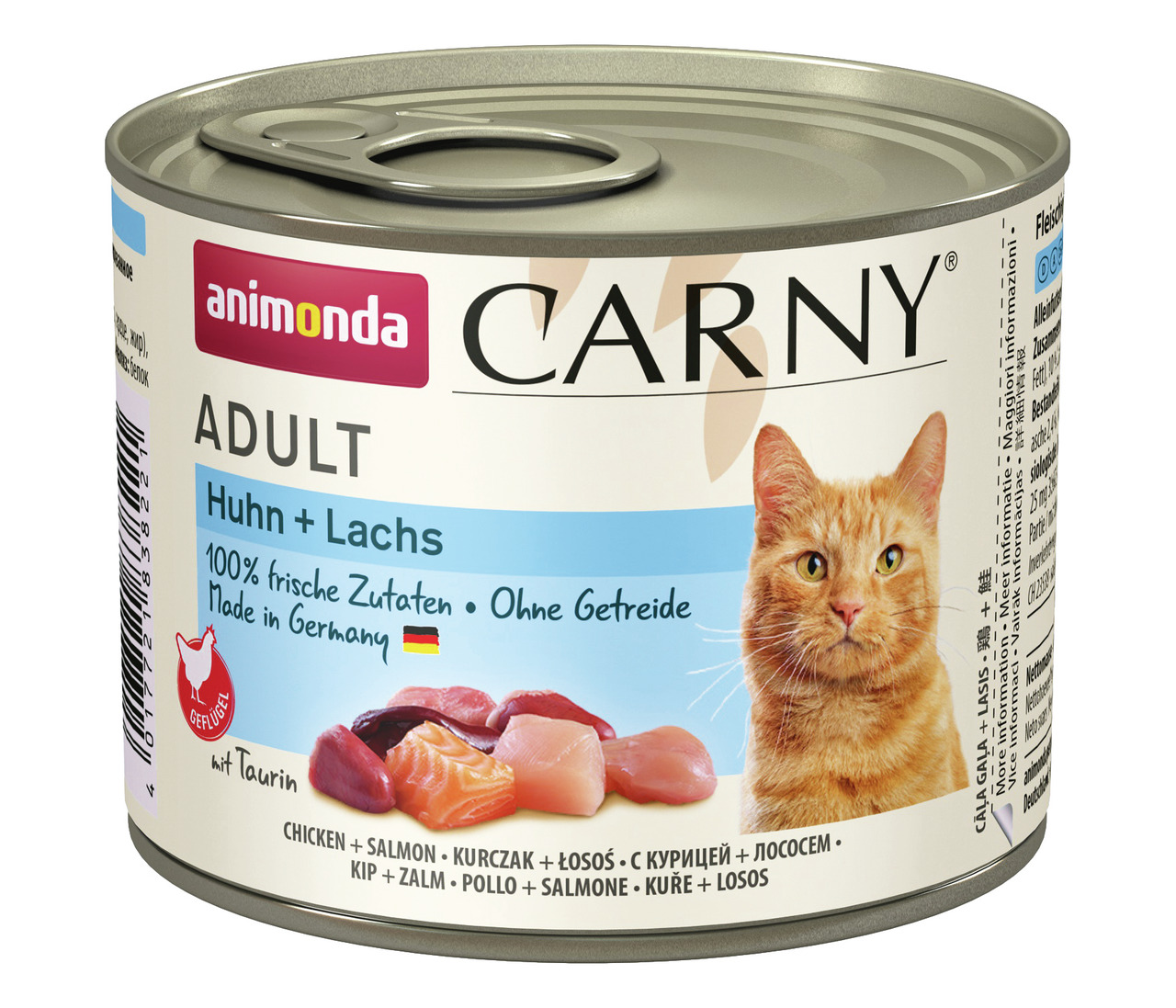 Animonda Carny Katzenfutter Adult, Huhn+Lachs, 200 g, 100 % frische Zutaten, ohne Getreide, Made in Germany.