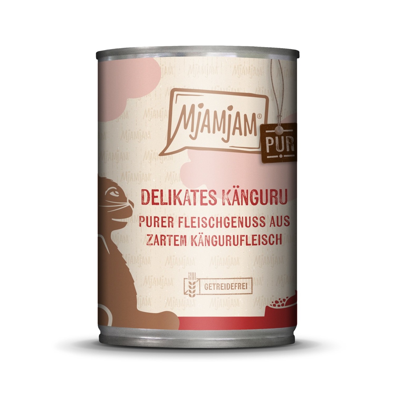 Mjamjam Delikates Känguru, Nassfutter f. Katzen, getreidefrei, zartes Kängurufleisch, „purer Fleischgenuss“, 400 g.