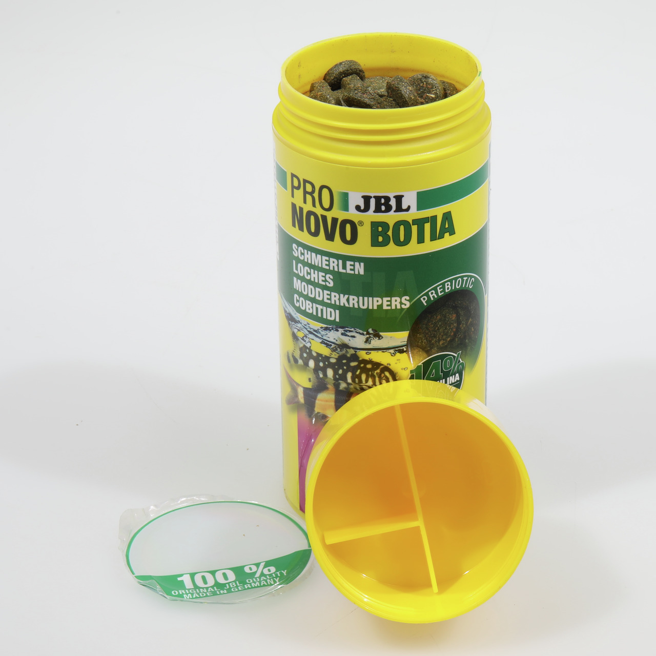 JBL Pro Novo Botia, Fischfutter für Schmerlen & Bodenfische, Pelletform, 40 % Insektenprotein, 100 % Made in Germany.