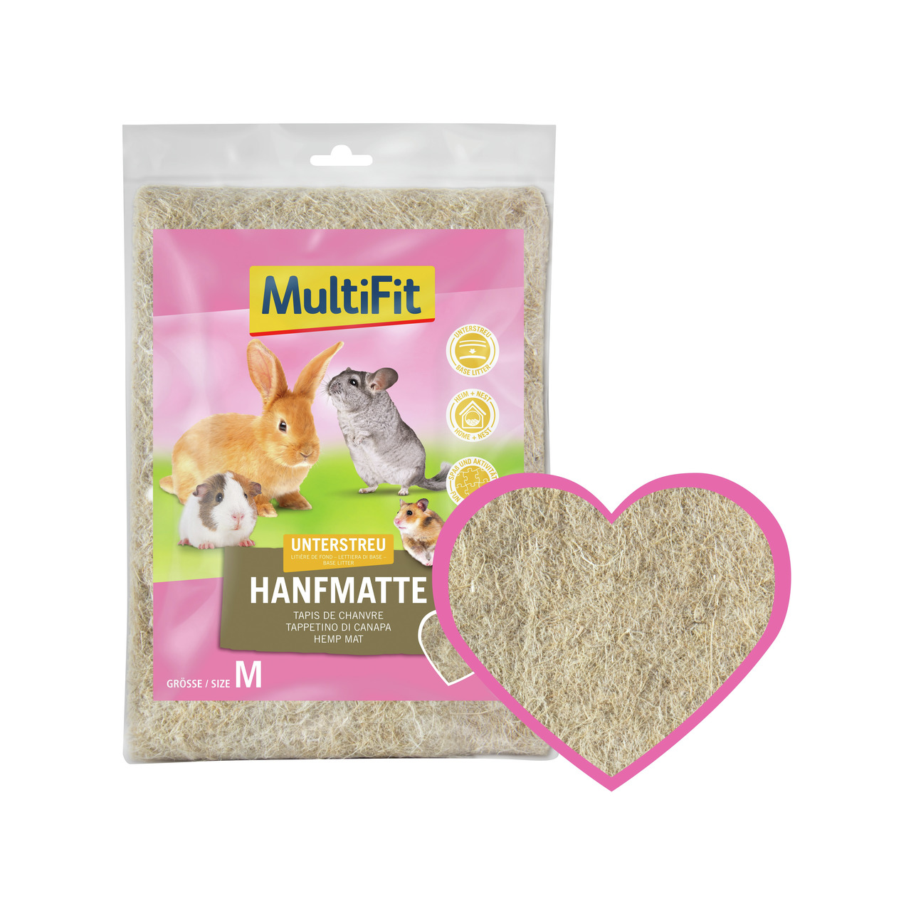MultiFit Hanfmatte M: Unterstreu für Kaninchen, Meerschweinchen, Chinchillas & Hamster. Natürlich, staubarm, umweltfreundlich.