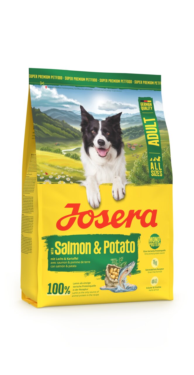Josera Salmon & Potato Hundefutter für Erwachsene, Lachs & Kartoffel, getreidefrei, 15 kg, für alle Hundegrößen.