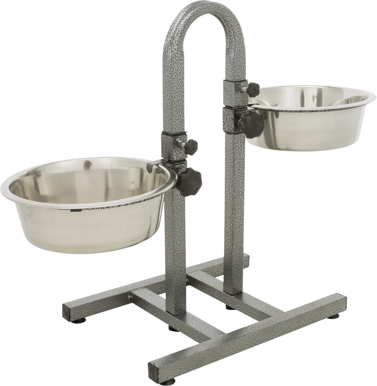 TRIXIE höhenverst. Doppelnapfständer f. Hunde, Metall, 2 Edelstahl-Näpfe, höhenverstellbar, ergonomisch, leicht zu reinigen.