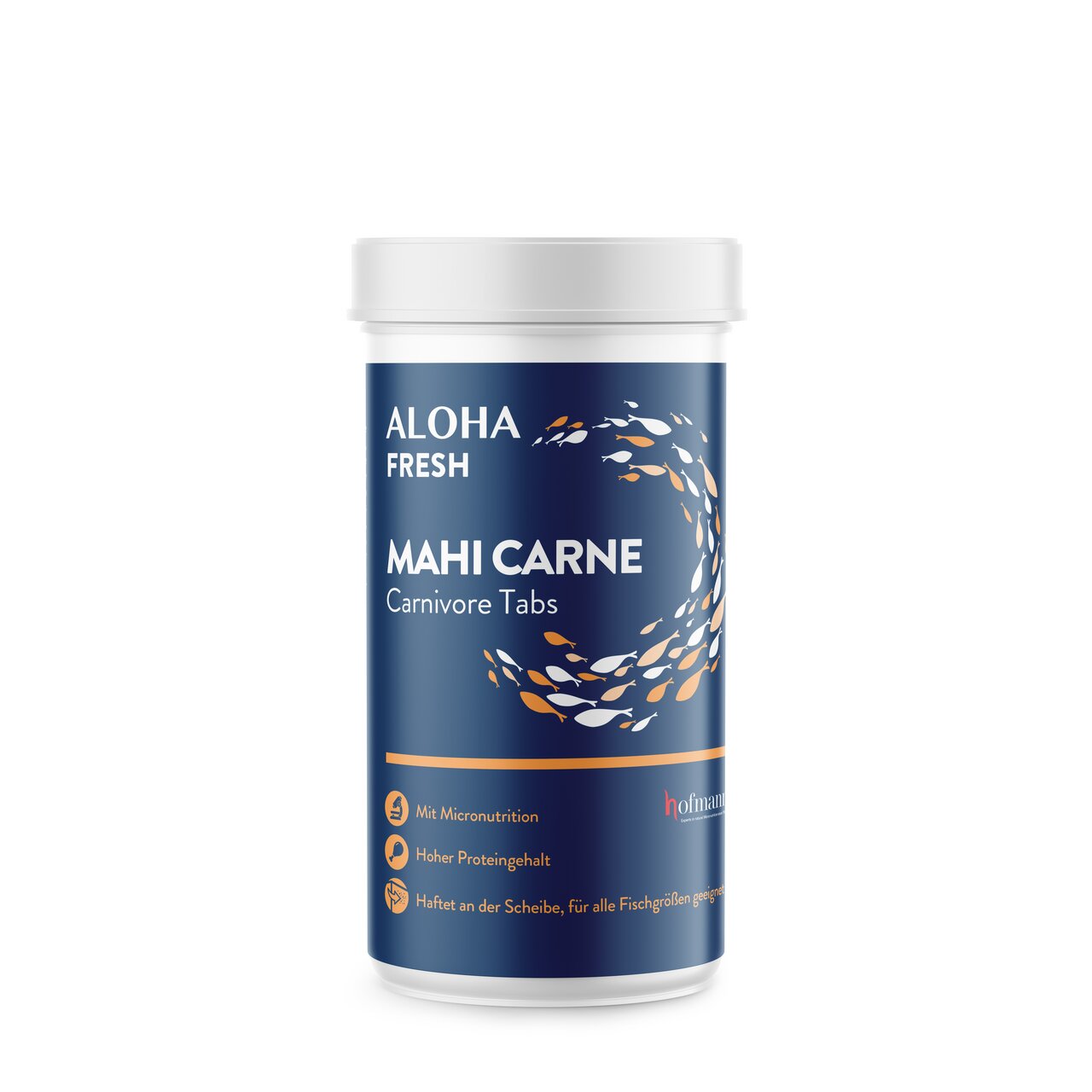 ALOHA Fresh Mahi Carne Carnivore Tabs für Fische, hoher Proteingehalt, haftet an der Scheibe, mit Mikronutrition, 120 g.