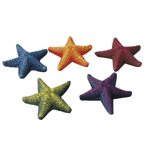 AQUA DELLA Seesterne-Deko, 5 Stk., bunt (Blau, Gelb, Rot, Grün, Lila), für Aquarien, realistisch gestaltet, ideal für Aquaristik-Fans.