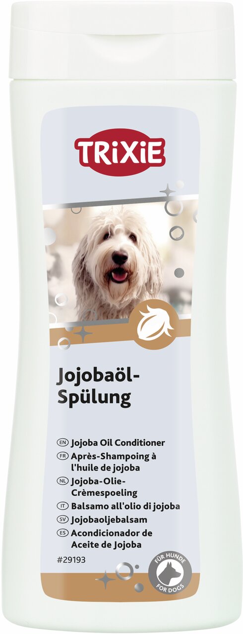 TRIXIE Jojobaöl-Spülung für Hunde, pflegend, geeignet für alle Felltypen, 250 ml, verbessert Kämmbarkeit und verleiht Glanz.