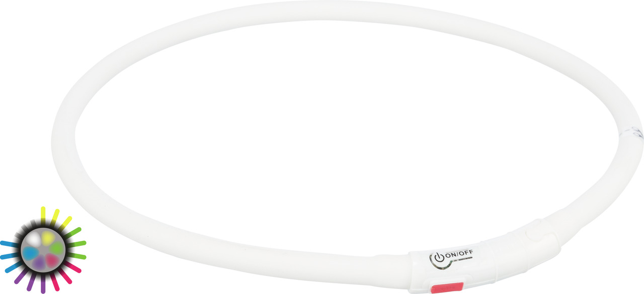 TRIXIE USB-Leuchthalsband, Hunde, Weiß, flexibles Halsband mit Ein--Ausschalter, USB-Aufladung, Sichtbarkeit & Sicherheit, bis 70 cm.
